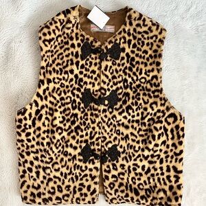 Vintage leopard fuzzy vest